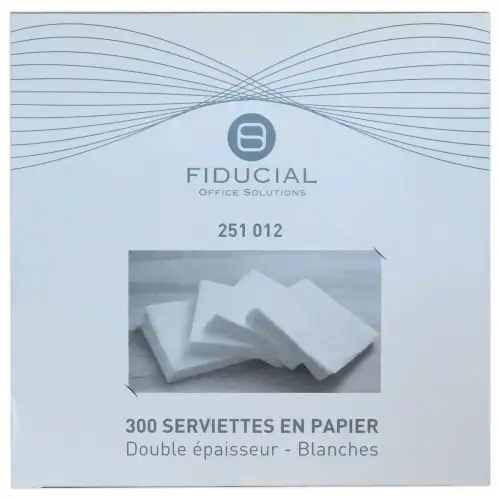 300 Serviettes de table blanches papier 2 plis - Fiducial photo du produit