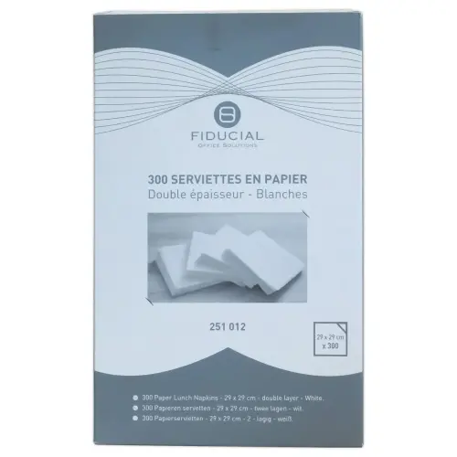 300 Serviettes de table blanches papier 2 plis - Fiducial photo du produit