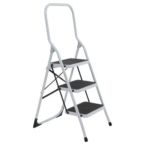 Petit escabeau 3 marches noir et blanc - Safetool photo du produit