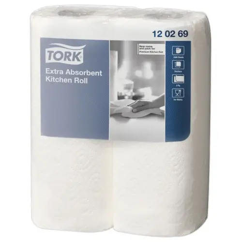 2 Rouleaux essuie-tout - Extra-absorbant - Blanc - TORK photo du produit