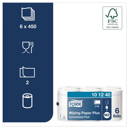 6 Bobines essuie-main dévidage central Plus - TORK photo du produit