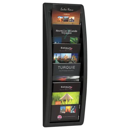Pr&eacute;sentoir mural noir Quick Fit - Paperflow - 5 cases A5 photo du produit