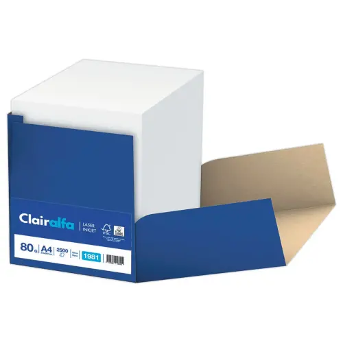 Papier blanc Clairalfa - A4 - 80 g - 1 carton de 2500 feuilles - Clairalfa photo du produit