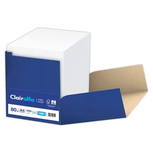 Papier blanc Clairalfa - A4 - 80 g - 1 carton de 2500 feuilles - CLAIRALFA photo du produit