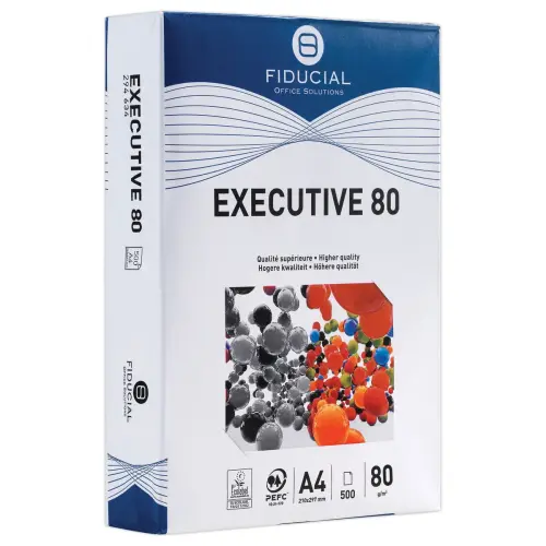 5 Ramettes de 500 feuilles de papier blanc - A4 Executive - 80g - Fiducial photo du produit