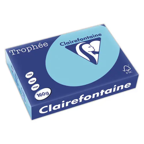 Ramette de 250 feuilles papier - A4 - 160 g/m&sup2; - Bleu clair - Clairefontaine photo du produit