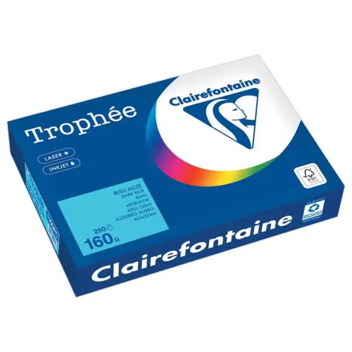 Ramette de 250 feuilles papier - A4 - 160 g/m&sup2; - Bleu clair - Clairefontaine photo du produit