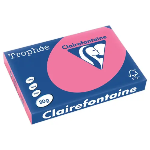 Ramette de papier couleur vive A3 - Trophée 80g - rose Fushia - Clairefontaine photo du produit