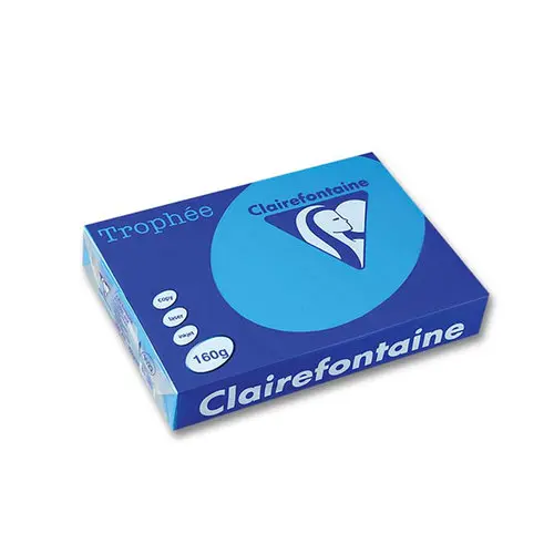 Ramette de 250 feuilles de papier couleurs vives A4  Trophée 160g - Bleu turquoise - CLAIREFONTAINE photo du produit