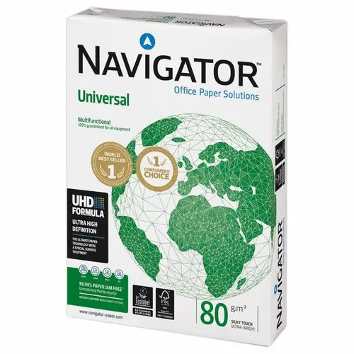 240 Ramettes de 500 feuilles de papier blanc NAVIGATOR Universal A4 80g photo du produit
