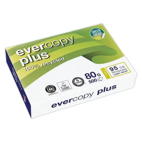 5 Ramettes de papier blanc recycl&eacute; A4 Evercopy + 80 g photo du produit