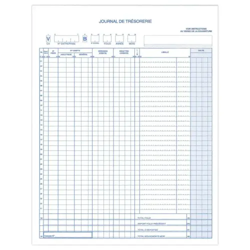 Journal de tr&eacute;sorerie - Manifold autocopiant - 23,5 x 29,7 cm photo du produit