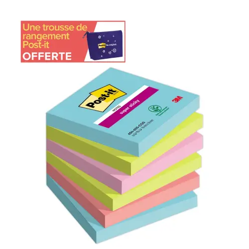 12 Blocs-notes repositionnables Super Sticky - Cosmic - 76 x 76 mm - 90 feuilles - POST-IT photo du produit