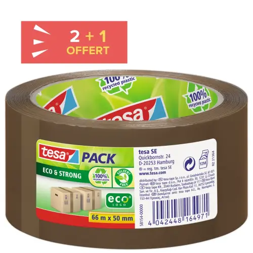 Rouleau d'adhésif Havane ECO STRONG - 66 m x 50 mm - TESA photo du produit