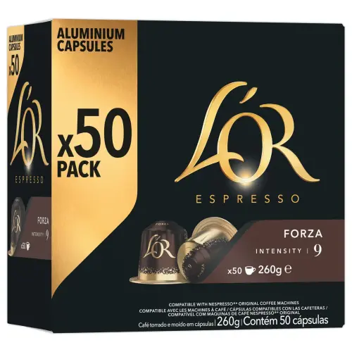 50 Capsules de caf&eacute; L'OR Espresso Forza - Compatible Nespresso photo du produit