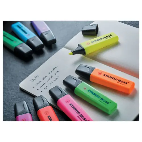 Surligneur BOSS ORIGINAL - Pointe biseaut&eacute;e - Jaune - Stabilo photo du produit