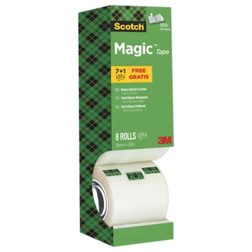 8 Rouleaux d'adh&eacute;sif invisible Magic 810 - 33 m x 19 mm - 3M Scotch photo du produit