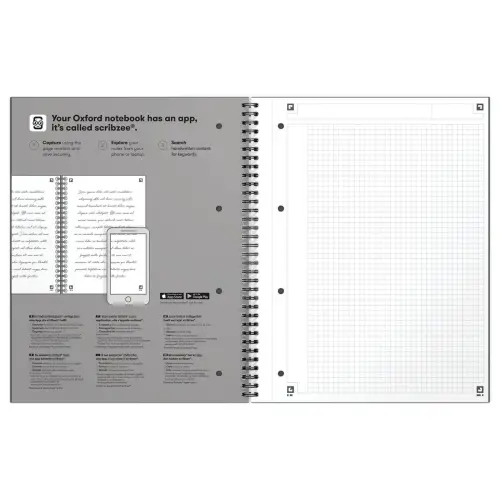 Cahier spirale Notebook A4+, 160p, 5x5, Oxford international Noir photo du produit
