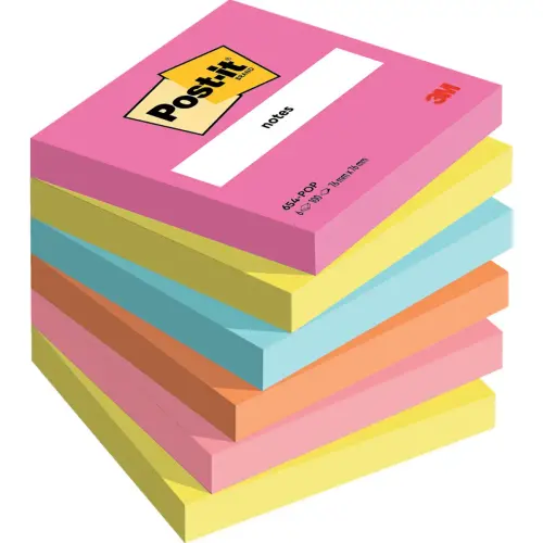 6 Blocs de notes repositionnables Poptimistic - 76 x 76 mm - Coloris assortis - Post-It photo du produit