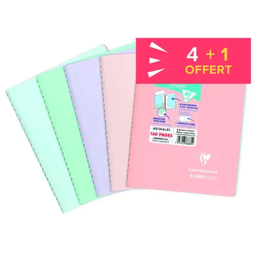 Cahier KOVERBOOK Blush reliure spirales - A5 160 pages - 5X5 - 90 g - Clairefontaine photo du produit