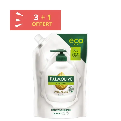 3 recharges savon PALMOLIVE lait amande 500ML photo du produit