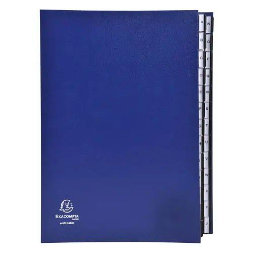 Trieur rigide Ordonator avec cavaliers plastiques alphabétique 26 compartiments de A à Z - Bleu - Exacompta photo du produit