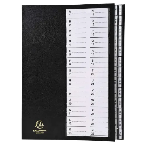 Trieur à onglets cavaliers 26 compartiments Alphanumériques - A4 - Noir - EXACOMPTA photo du produit