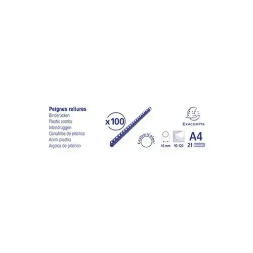 Boite 100 reliures spirales plastique 16mm - Noir - EXACOMPTA photo du produit