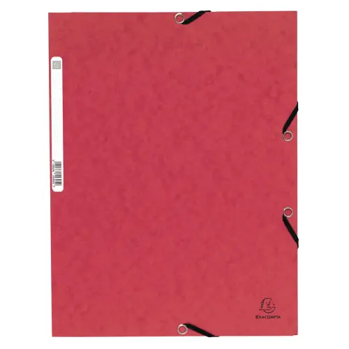 Chemise &agrave; &eacute;lastique 3 rabats carte lustr&eacute;e 355gm&sup2; - A4 - Rouge - EXACOMPTA photo du produit