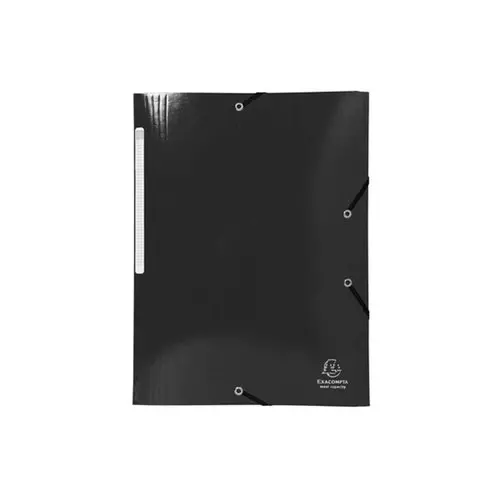Chemise à élastiques 3 rabats Maxi capacity carte lustrée pelliculée 425gm² Iderama A4 - Noir - EXACOMPTA photo du produit