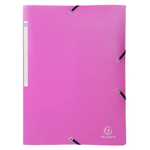 Chemise à élastiques 3 rabats PP OPAK - A4 - Rose - EXACOMPTA photo du produit