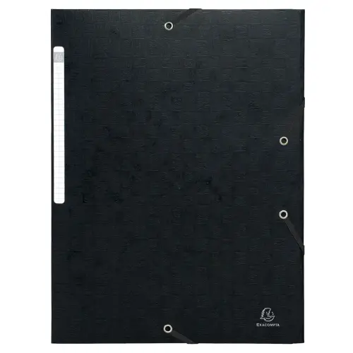 Chemises à élastiques carte lustrée 3 rabats monobloc - Noir - EXACOMPTA photo du produit