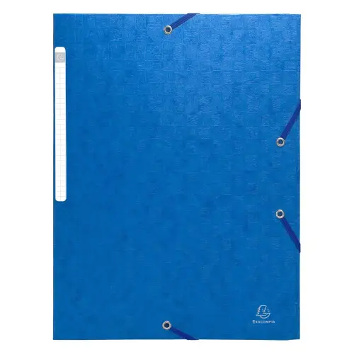 Chemises à élastiques carte lustrée 3 rabats monobloc - Bleu - EXACOMPTA photo du produit