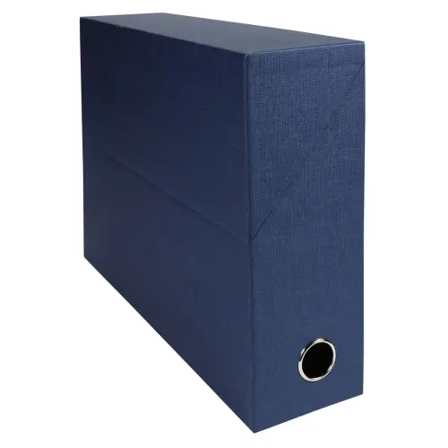 Boite transfert Dos 90mm papier toilé - Bleu foncé - EXACOMPTA photo du produit