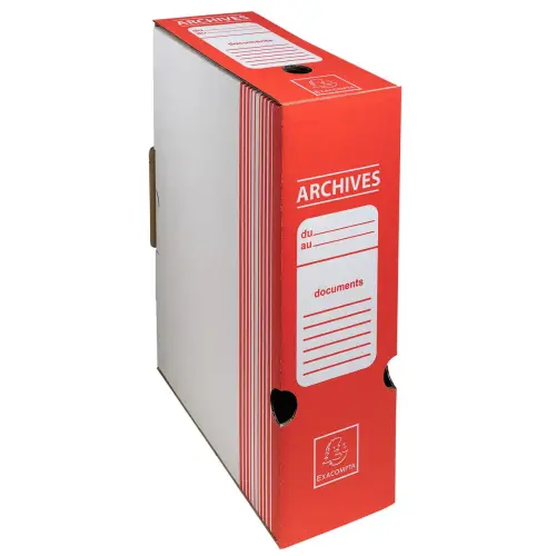 Boite archive Dos 100mm carton ondulé couleurs - 25x34cm - Rouge - EXACOMPTA photo du produit