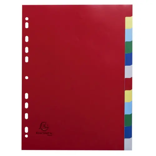 Intercalaires polypropyl&egrave;ne souple 12 positions - A4 - Couleurs assorties - EXACOMPTA photo du produit