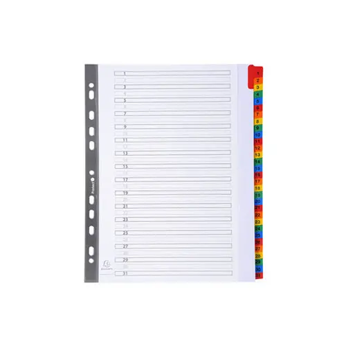 Intercalaires Imprimés numériques carte blanche 160g- 31 positions - A4 Maxi - Blanc - EXACOMPTA photo du produit