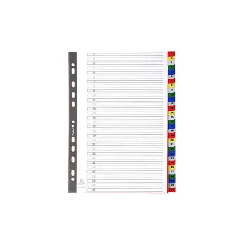 Intercalaires imprim&eacute;s num&eacute;riques PP couleurs 31 positions - A4 - EXACOMPTA photo du produit