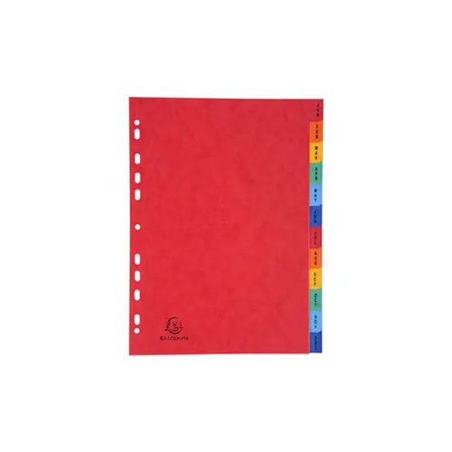 Intercalaires indexés - 12 touches January/December - Couleurs assorties - EXACOMPTA photo du produit
