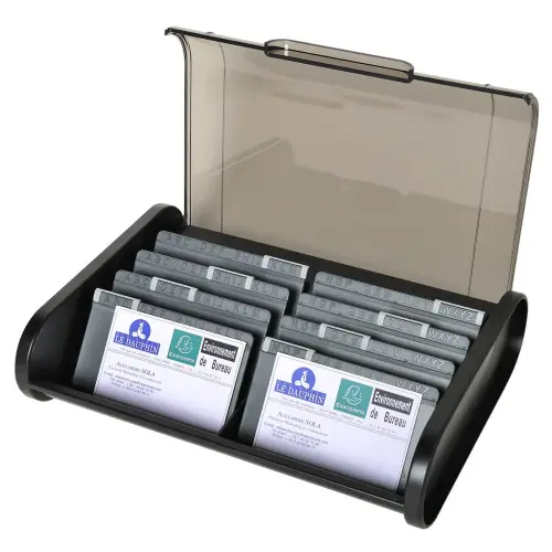 Fichier pour cartes de visite Topline - 60x245x180 mm - Noir/gris souris - EXACOMPTA photo du produit