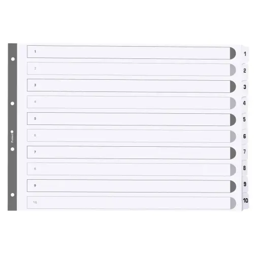 Intercalaires imprim&eacute;s &agrave; touches plastifi&eacute;es - 5 touches 1 &agrave; 5 - A3 - Blanc - EXACOMPTA photo du produit