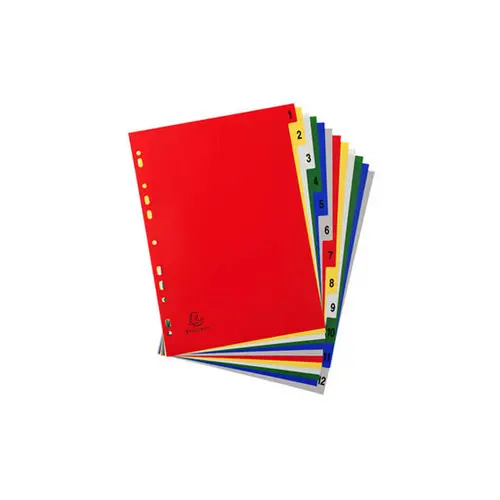 Intercalaires imprimés numériques polypropylène 12/100e - 12 positions - A4 - Assorties vives - EXACOMPTA photo du produit