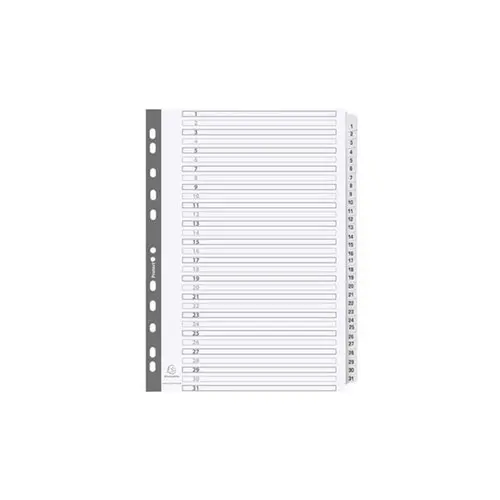 Intercalaires imprimés à touches plastifiées - 31 touches 1 à 31 - A4 - Blanc - EXACOMPTA photo du produit