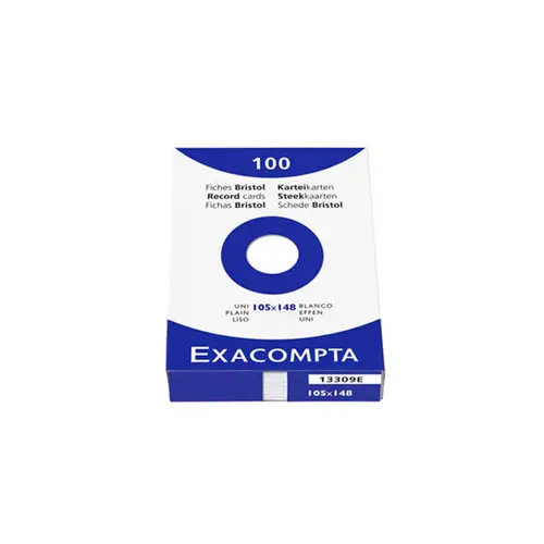 Étui de 100 fiches - bristol uni non perforé 105x148mm - Blanc - EXACOMPTA photo du produit