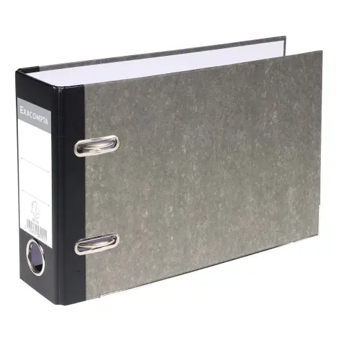 Classeur &agrave; levier papier marbre gris dos de 70mm - A5 horizontal. - Gris-dos noir - EXACOMPTA photo du produit