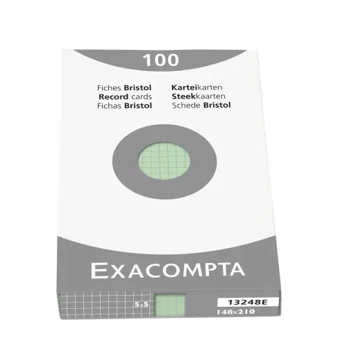 &Eacute;tui de 100 fiches - bristol quadrill&eacute; 5x5 non perfor&eacute; 148x210mm - Vert - EXACOMPTA photo du produit
