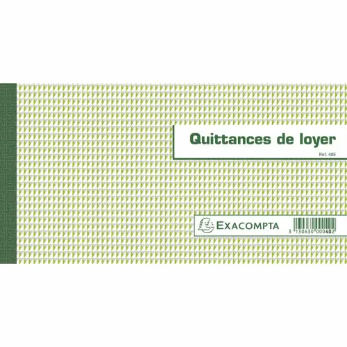 Carnet à souche "Quittances de loyer" 50 feuilleslets - Format horizontal de la quittance 13 x 18,5 cm - Exacompta photo du produit