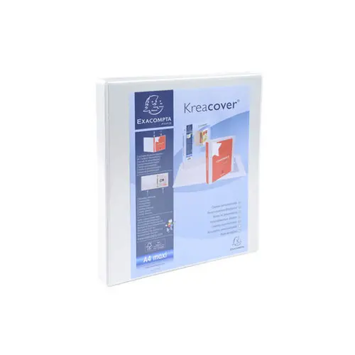 Classeur personnalisable rigide 2 poches KreaCover - 4 anneaux en D 16mm - A4 maxi - Blanc - EXACOMPTA photo du produit