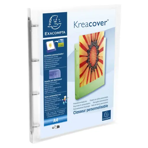 Classeur 4 anneaux 15mm polypropylène chromaline 5/10e Kreacover® - A4 - Incolore - EXACOMPTA photo du produit