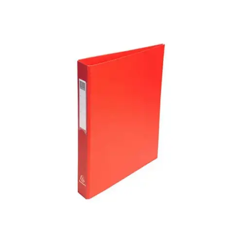 Classeur rembord&eacute; polypropyl&egrave;ne 4 anneaux ronds de 25mm sur 3eme de couverture - Rouge - EXACOMPTA photo du produit